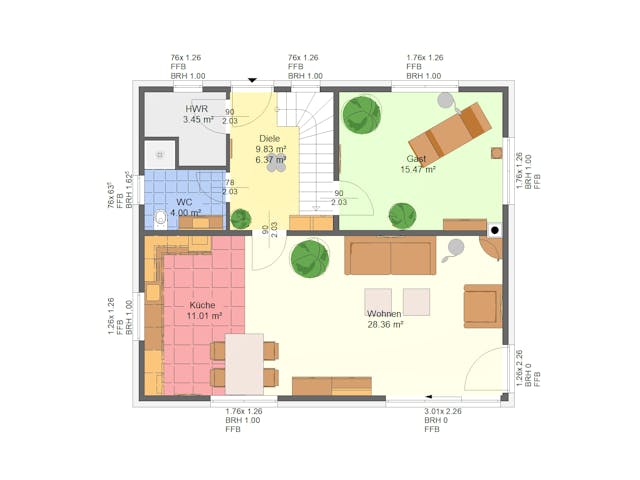 Massivhaus Hortensie von AVOS Hausbau Schlüsselfertig ab 353150€, Satteldach-Klassiker Grundriss 1 Massivhaus Hortensie von AVOS Hausbau Schlüsselfertig ab 353150€, Satteldach-Klassiker Grundriss 1