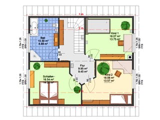 Massivhaus Hortensie von AVOS Hausbau Schlüsselfertig ab 353150€, Satteldach-Klassiker Grundriss 1
