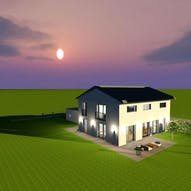 Haus als 3D Entwurf im dunkeln