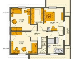 Grundriss Obergeschoss eines neugebauten Living Hauses
