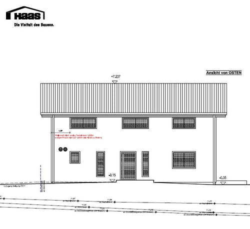 Planungsskizze eines Hauses von der Seite