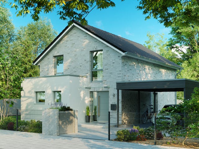 Massivhaus Gent von HELMA MASSIVHAUS Schlüsselfertig ab 325400€, Satteldach-Klassiker Außenansicht 1