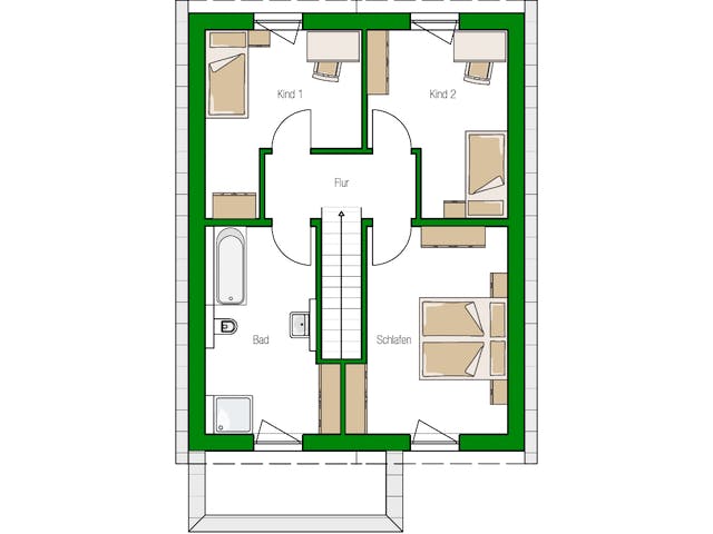 Massivhaus Gent von HELMA MASSIVHAUS Schlüsselfertig ab 325400€, Satteldach-Klassiker Grundriss 2