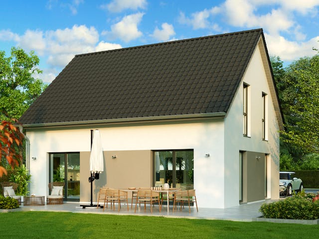 Massivhaus Stendal von HELMA MASSIVHAUS Schlüsselfertig ab 296200€, Satteldach-Klassiker Außenansicht 2