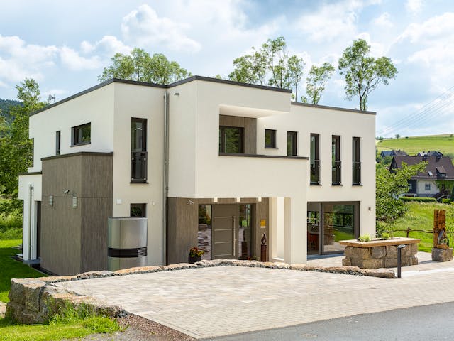 Fertighaus Satchmo von Büdenbender Hausbau Schlüsselfertig ab 565180€, Cubushaus Außenansicht 1