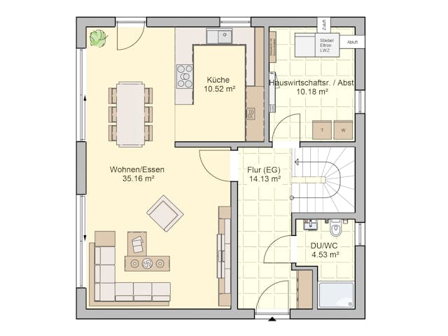 Fertighaus Juna von Fingerhut Haus Schlüsselfertig ab 432398€, Satteldach-Klassiker Grundriss 1