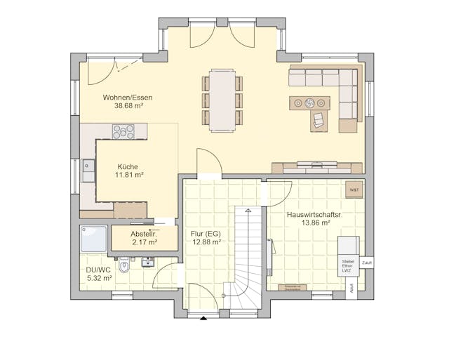 Fertighaus Kelari von Fingerhut Haus Schlüsselfertig ab 467929€, Satteldach-Klassiker Grundriss 1