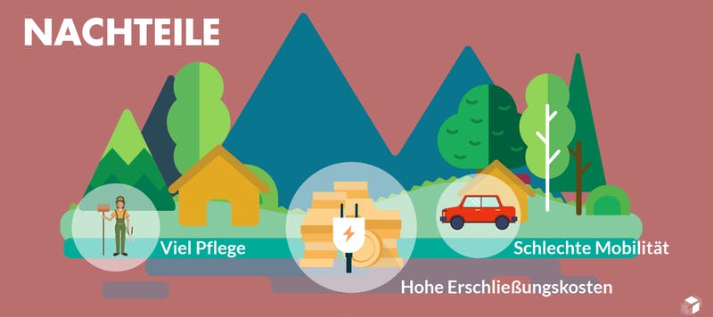 Grafik mit Nachteilen für ein Haus auf dem Land