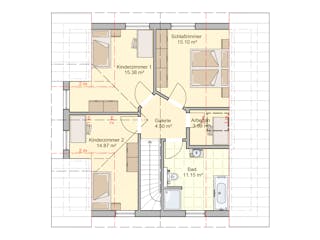 Fertighaus Lando von Fingerhut Haus Schlüsselfertig ab 436768€, Satteldach-Klassiker Grundriss 2