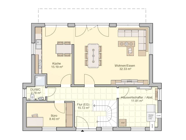 Fertighaus Luxa von Fingerhut Haus Schlüsselfertig ab 532083€, Pultdachhaus Grundriss 1