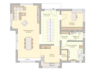 Fertighaus Bad Vilbel - Musterhaus von Fingerhut Haus Schlüsselfertig ab 593766€, Satteldach-Klassiker Grundriss 1