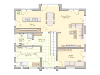Fertighaus Musterhaus Erlangen von Fingerhut Haus Schlüsselfertig ab 548910€, Satteldach-Klassiker Grundriss 1