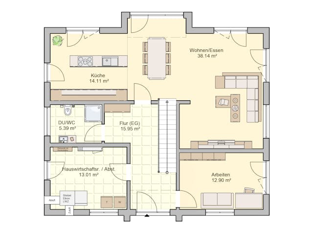 Fertighaus Musterhaus Erlangen von Fingerhut Haus Schlüsselfertig ab 548982€, Satteldach-Klassiker Grundriss 1