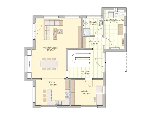 Fertighaus Günzburg von Fingerhut Haus Schlüsselfertig ab 565278€, Satteldach-Klassiker Grundriss 1