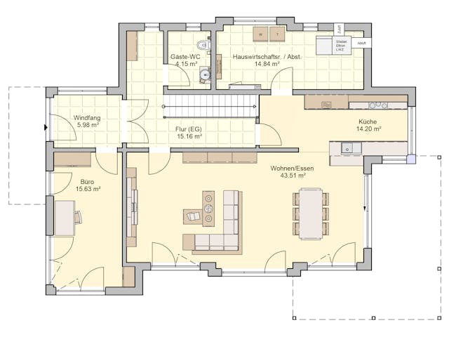 Fertighaus Wuppertal von Fingerhut Haus Schlüsselfertig ab 606177€, Satteldach-Klassiker Grundriss 1