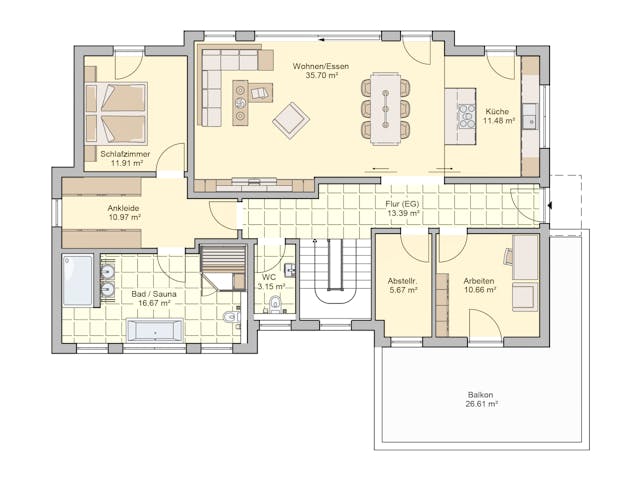 Fertighaus Malgara von Fingerhut Haus Schlüsselfertig ab 436477€, Cubushaus Grundriss 1