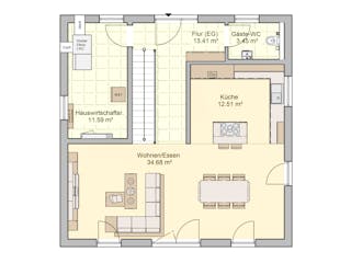 Fertighaus Mediol von Fingerhut Haus Schlüsselfertig ab 429063€, Stadtvilla Grundriss 1