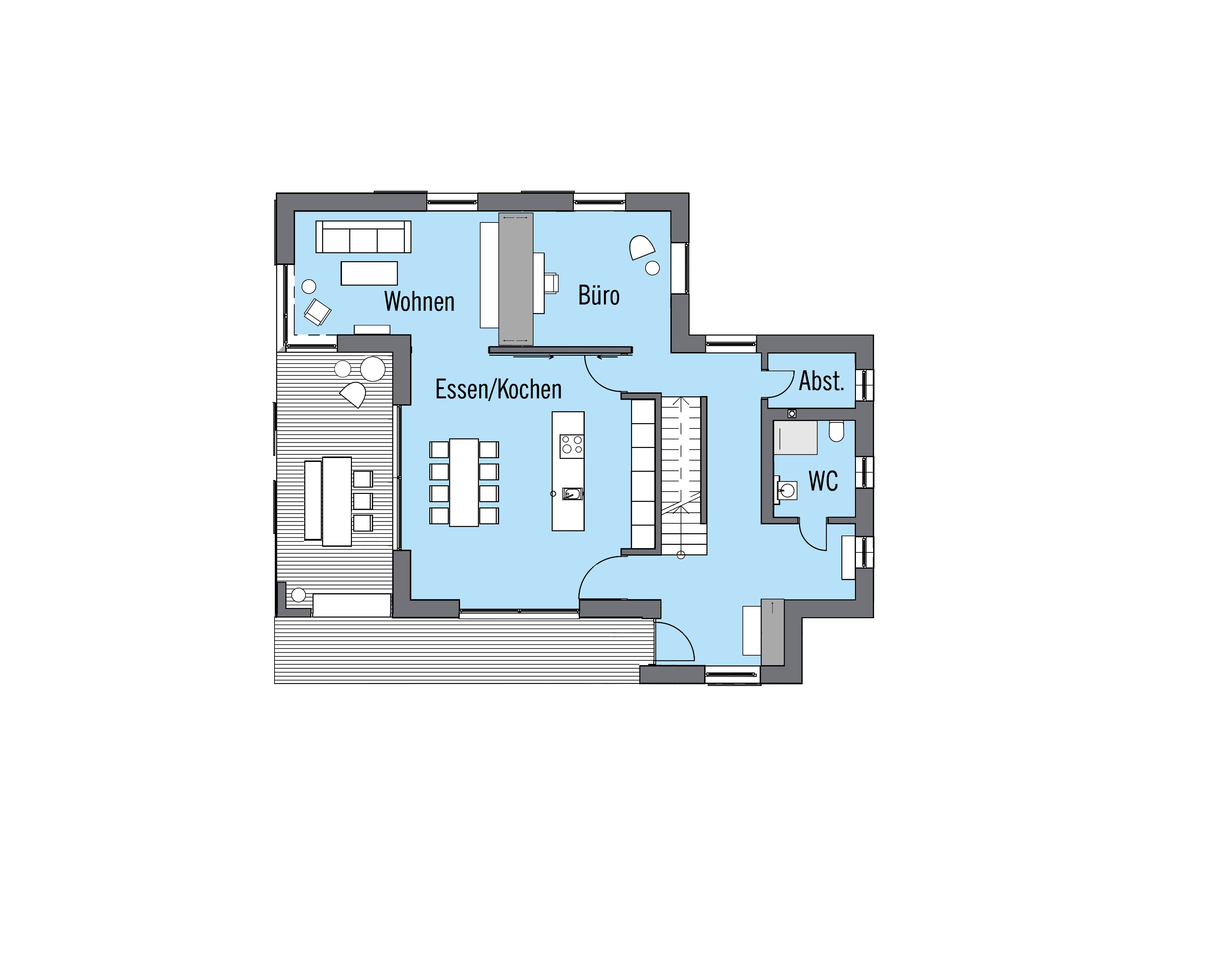 Fertighaus NaturDesign - Musterhaus Köln von Bau-Fritz Schlüsselfertig ab 1230000€, Satteldach-Klassiker Grundriss 1