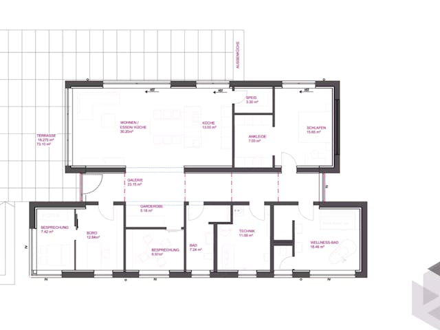 Fertighaus Neuraum von Neuraum Schlüsselfertig ab 299999€, Pultdachhaus Grundriss 1