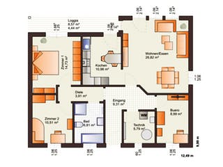 Fertighaus One 107 von Bärenhaus Schlüsselfertig ab 190490€, Bungalow Grundriss 1