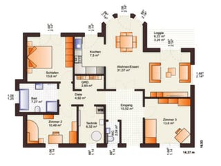 Fertighaus One 116 von Bärenhaus Schlüsselfertig ab 210310€, Bungalow Grundriss 1