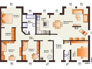 Fertighaus One 139 von Bärenhaus Schlüsselfertig ab 232021€, Bungalow Grundriss 1