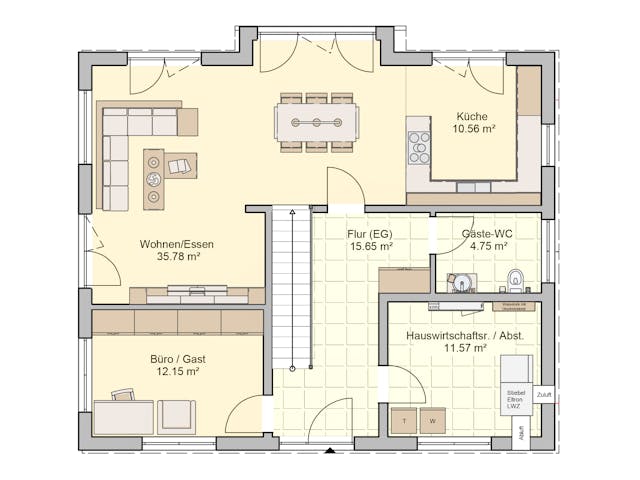 Fertighaus Rido von Fingerhut Haus Schlüsselfertig ab 489570€, Satteldach-Klassiker Grundriss 1