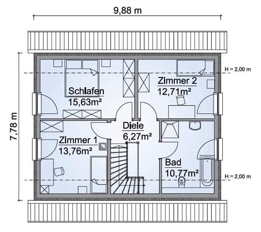 Scanhaus SH 122 D Variante A Dachgeschoss