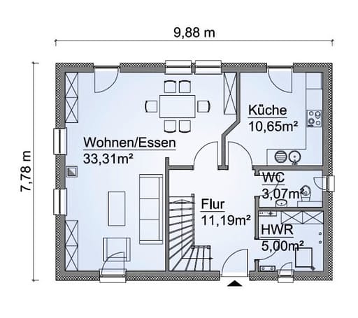 Scanhaus SH 122 FS Variante A Erdgeschoss