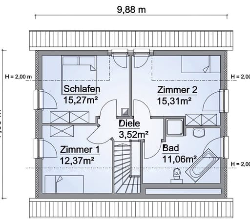 Scanhaus SH 124 Variante A Dachgeschoss