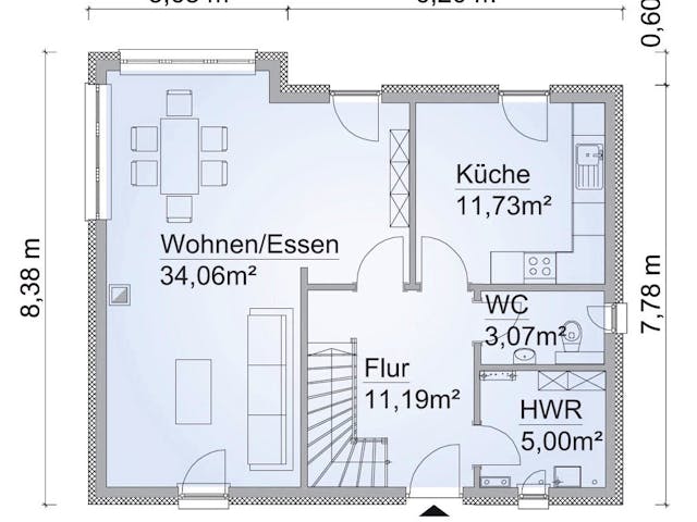 Fertighaus SH 124 Var. A von ScanHaus Marlow, Satteldach-Klassiker Grundriss 1