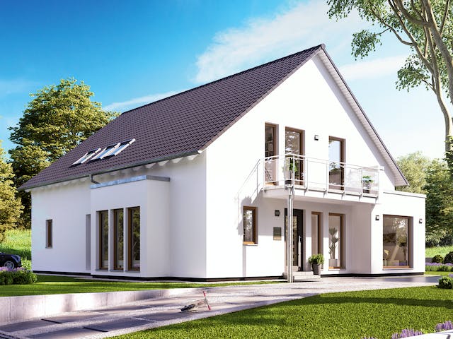 Fertighaus SOLUTION 230 V3 von Living Fertighaus Ausbauhaus ab 540527€, Satteldach-Klassiker Außenansicht 1