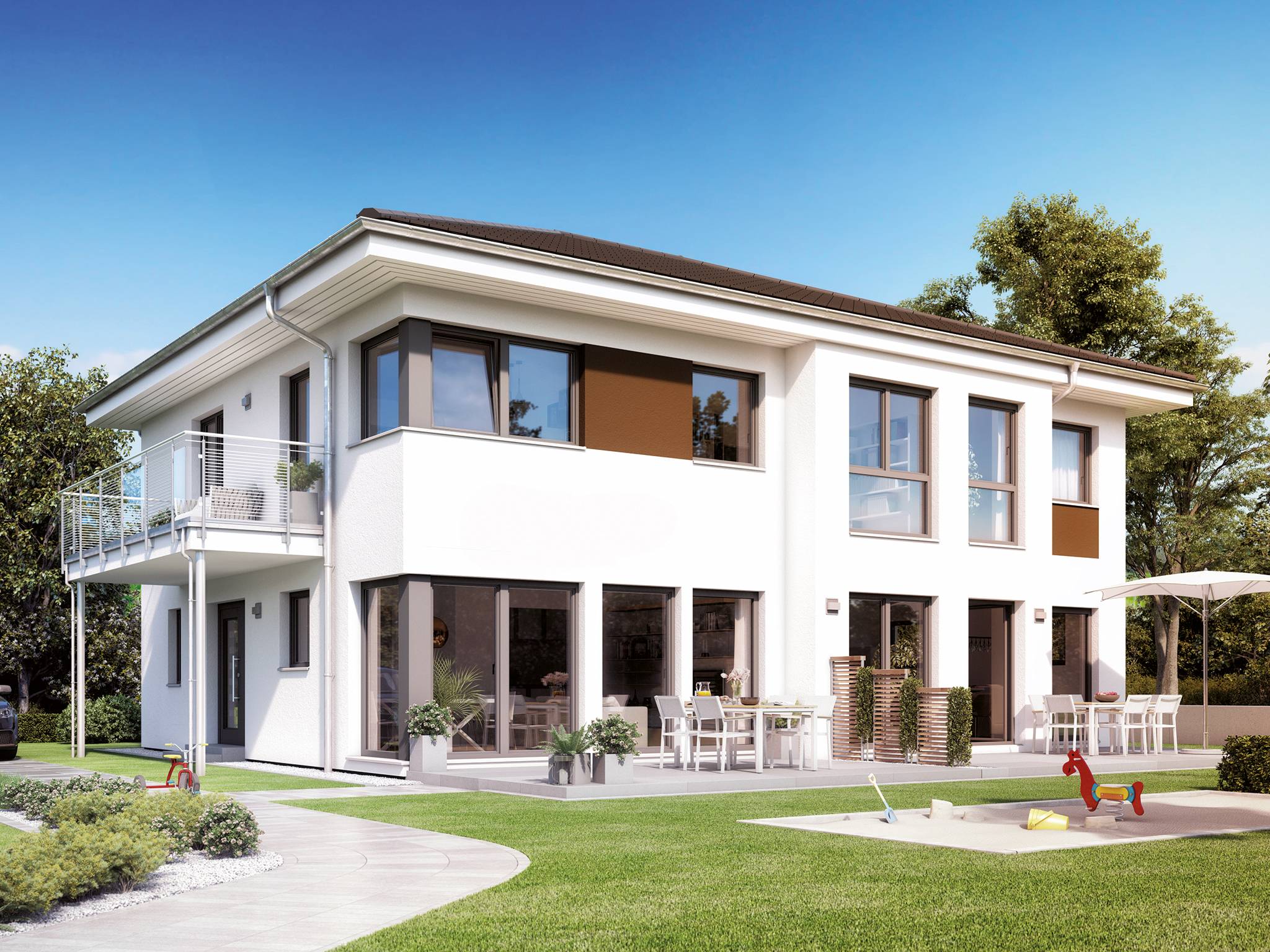 Fertighaus SOLUTION 230 V6 (out) von Living Fertighaus AT Ausbauhaus ab 177529€, Stadtvilla Außenansicht 1