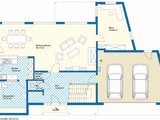 Fertighaus Jazz Sonderplanung von SCHWABENHAUS, Pultdachhaus Grundriss 1