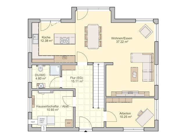 Fertighaus Solera von Fingerhut Haus Schlüsselfertig ab 469474€, Satteldach-Klassiker Grundriss 1