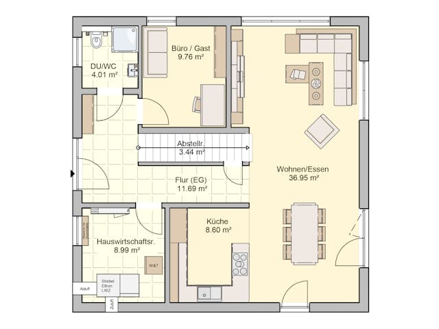 Fertighaus Tero von Fingerhut Haus Schlüsselfertig ab 464815€, Stadtvilla Grundriss 1