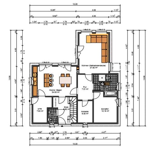 Selbst angefertigter Grundriss der Bauherren von ihrem Traumhaus