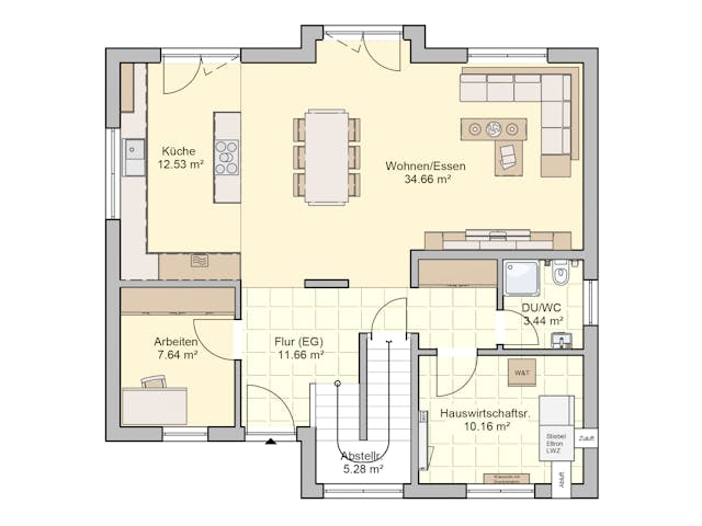 Fertighaus Vinaro von Fingerhut Haus Schlüsselfertig ab 452607€, Satteldach-Klassiker Grundriss 1
