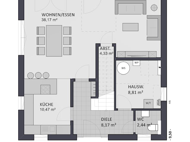 Massivhaus Entwurf CL143 von FAVORIT Massivhaus, Stadtvilla Grundriss 1