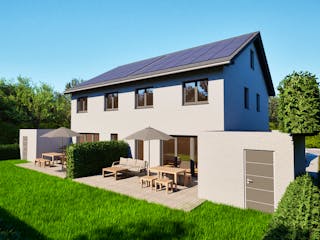 Massivhaus Entwurf FI 110 von FAVORIT Massivhaus, Satteldach-Klassiker Außenansicht 8