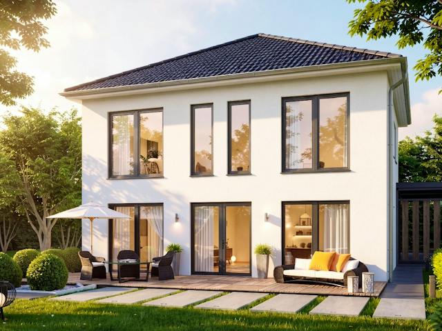 Massivhaus Einfamilienhaus Toskana II von Domo 1999 Immobilien Schlüsselfertig ab 375000€, Bungalow Außenansicht 1