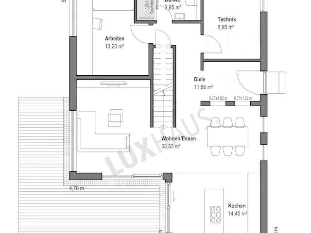 Fertighaus Walmdach 160 von LUXHAUS Schlüsselfertig ab 505000€, Stadtvilla Grundriss 1