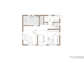 Fertighaus Einfamilienhaus Premium 151 von Naturholzhaus Bayern, Satteldach-Klassiker Grundriss 1