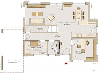 Fertighaus Kubus 0-190 von BoHolz Haus Schlüsselfertig ab 567394€, Cubushaus Grundriss 1