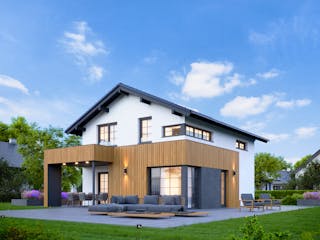 Fertighaus ELK Now 129 - Satteldach von ELK Fertighaus, Satteldach-Klassiker Außenansicht 1