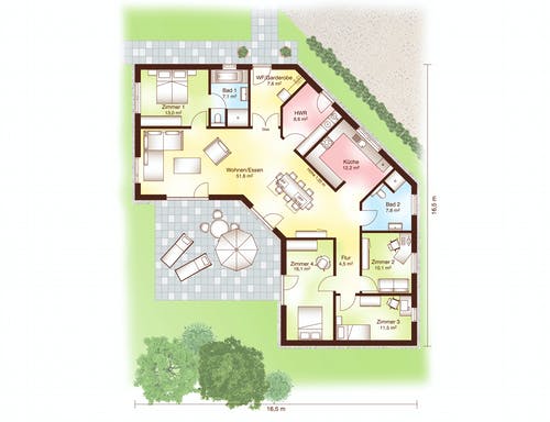 Aarhus Winkelbungalow Grundriss
