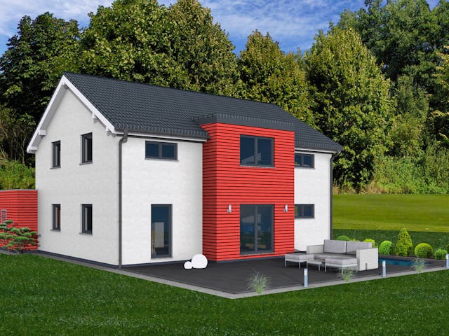 Fertighaus Junto 193 von Fingerhut Haus Schlüsselfertig ab 613035€, Satteldach-Klassiker Außenansicht 1