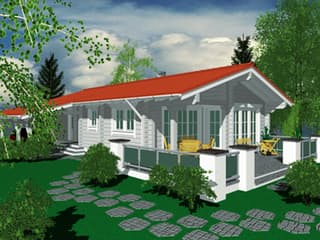 Fertighaus Achat von BayernBlock Ausbauhaus ab 101900€, Blockhaus Außenansicht 2