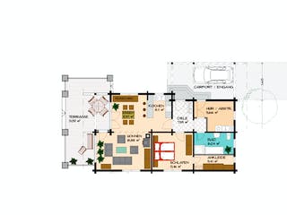 Fertighaus Achat von BayernBlock Ausbauhaus ab 101900€, Blockhaus Grundriss 1