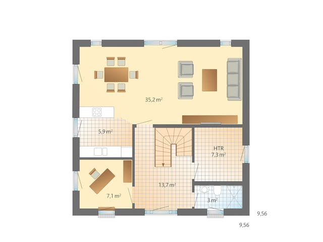Fertighaus Adelby von Danhaus Deutschland Schlüsselfertig ab 429974€, Satteldach-Klassiker Grundriss 1